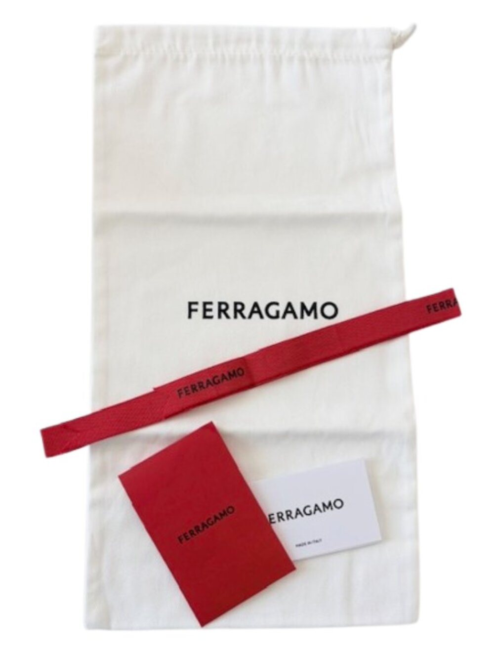 Salvatore Ferragamo Dust Bag, Ribbon & Card Bundle - NEW
